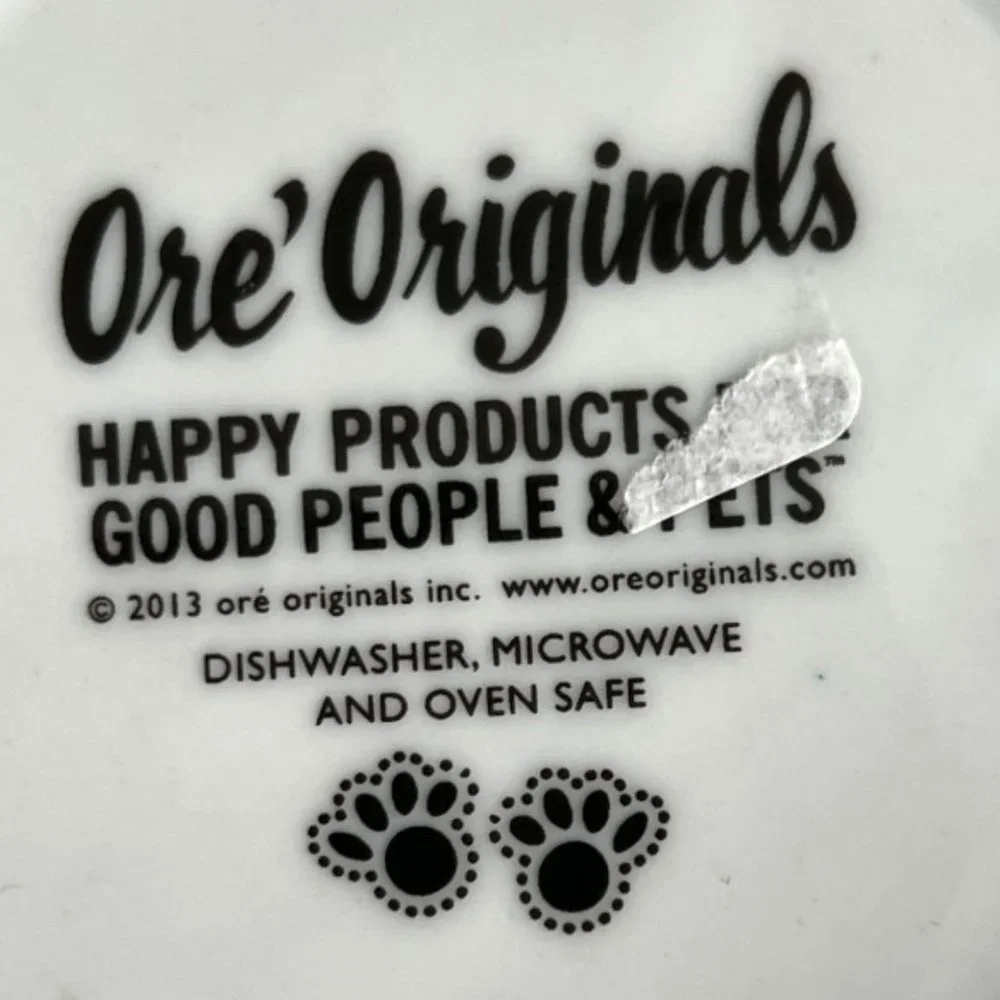 NWOT! Ceramic Pet Food Dish Water Bowl Ore’ Originals Embossed Blue Paws - Picture 6 of 6